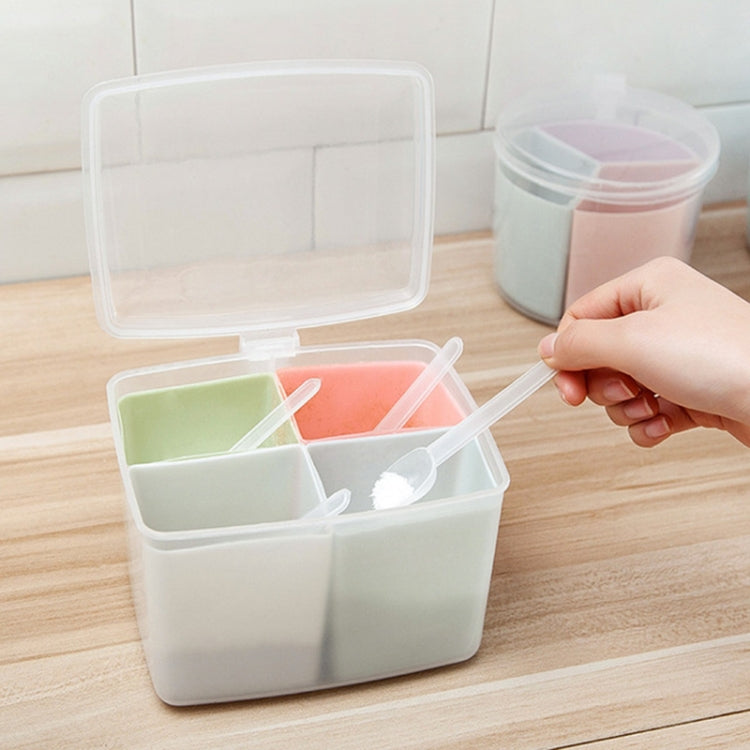 Household Kitchen Split Combined Fresh Box Three Grid Spice Box with Spoon, Round