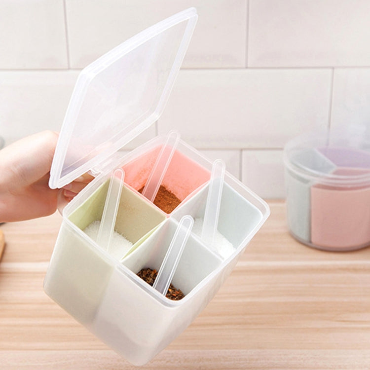 Household Kitchen Split Combined Fresh Box Three Grid Spice Box with Spoon, Round
