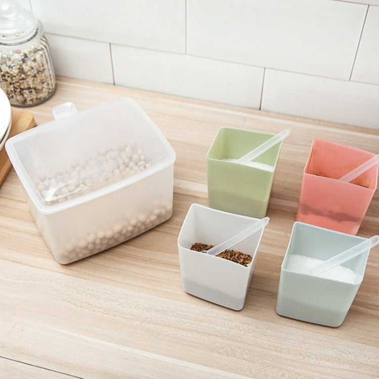 Household Kitchen Split Combined Fresh Box Three Grid Spice Box with Spoon, Round