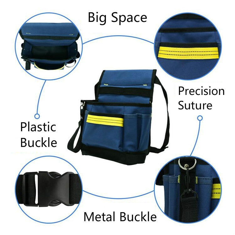 Electrician Maintenance Adjustable Multi-pocket Hardware Tool Belt Bag Multi-function Storage Bag, Blue