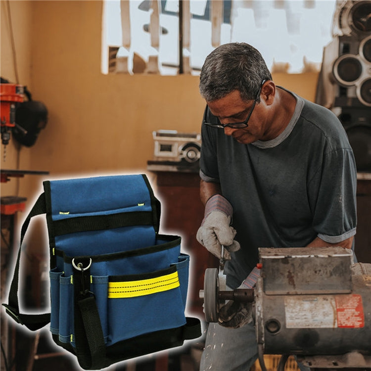 Electrician Maintenance Adjustable Multi-pocket Hardware Tool Belt Bag Multi-function Storage Bag, Blue