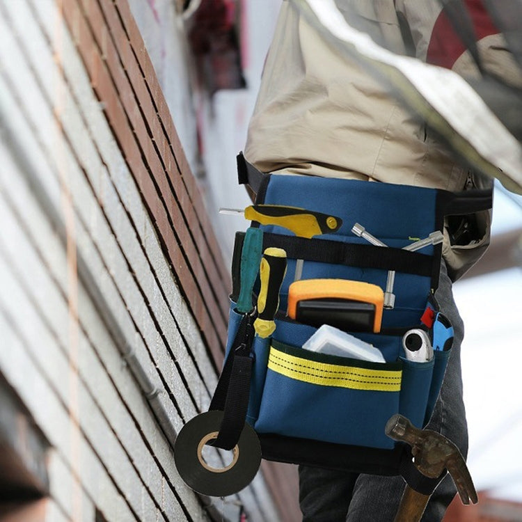 Electrician Maintenance Adjustable Multi-pocket Hardware Tool Belt Bag Multi-function Storage Bag, Blue