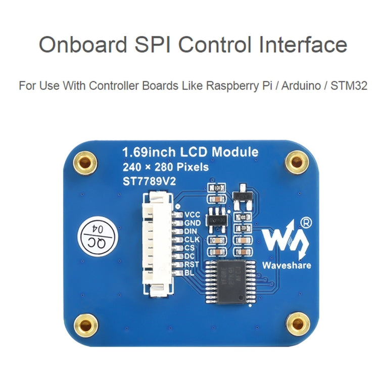 وحدة عرض Waveshare IPS LCD بدقة 240×280 ومقاس 1.69 بوصة مع واجهة SPI، مقاس 1.69 بوصة