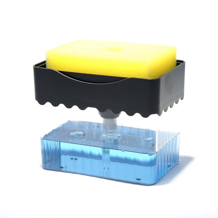 Cleaning Cloth Dishwashing Brush Liquid Box Kitchen Brush Detergent Mixer Press Plastic Soap Box, Dark Blue, White, Dark Gray