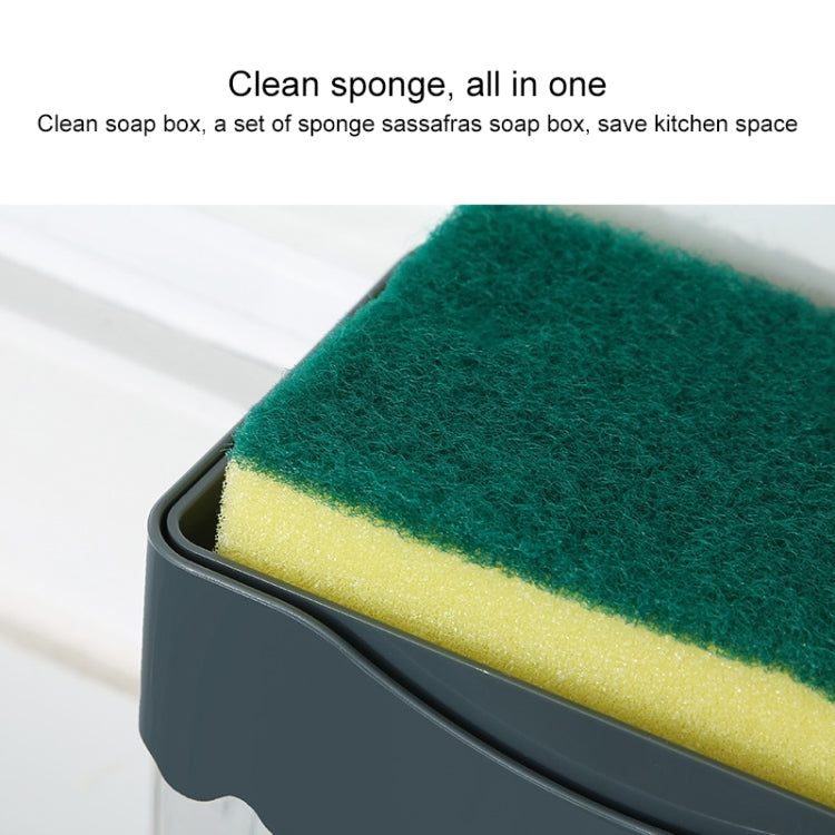 Cleaning Cloth Dishwashing Brush Liquid Box Kitchen Brush Detergent Mixer Press Plastic Soap Box, Dark Blue, White, Dark Gray