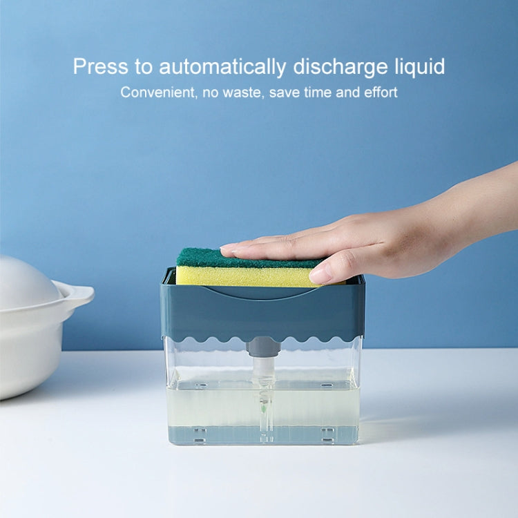 Cleaning Cloth Dishwashing Brush Liquid Box Kitchen Brush Detergent Mixer Press Plastic Soap Box, Dark Blue, White, Dark Gray
