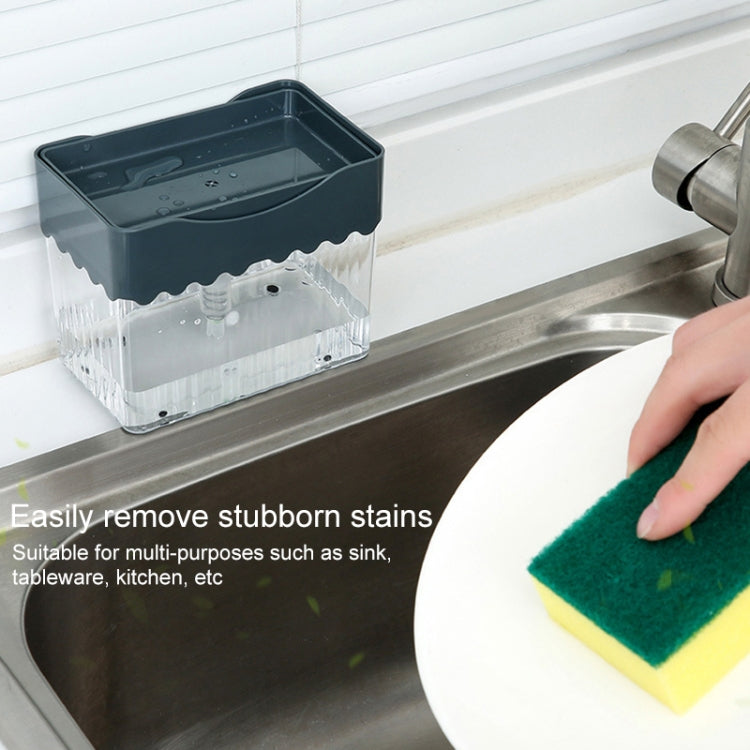 Cleaning Cloth Dishwashing Brush Liquid Box Kitchen Brush Detergent Mixer Press Plastic Soap Box, Dark Blue, White, Dark Gray