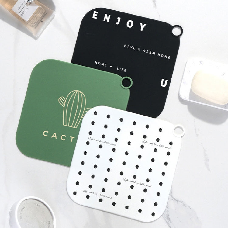 Sewer Deodorant Cover Sealing Plug Silicone Bathroom Toilet Floor Drain Deodorant, Green Cactus, White Wave Point, Black English Word