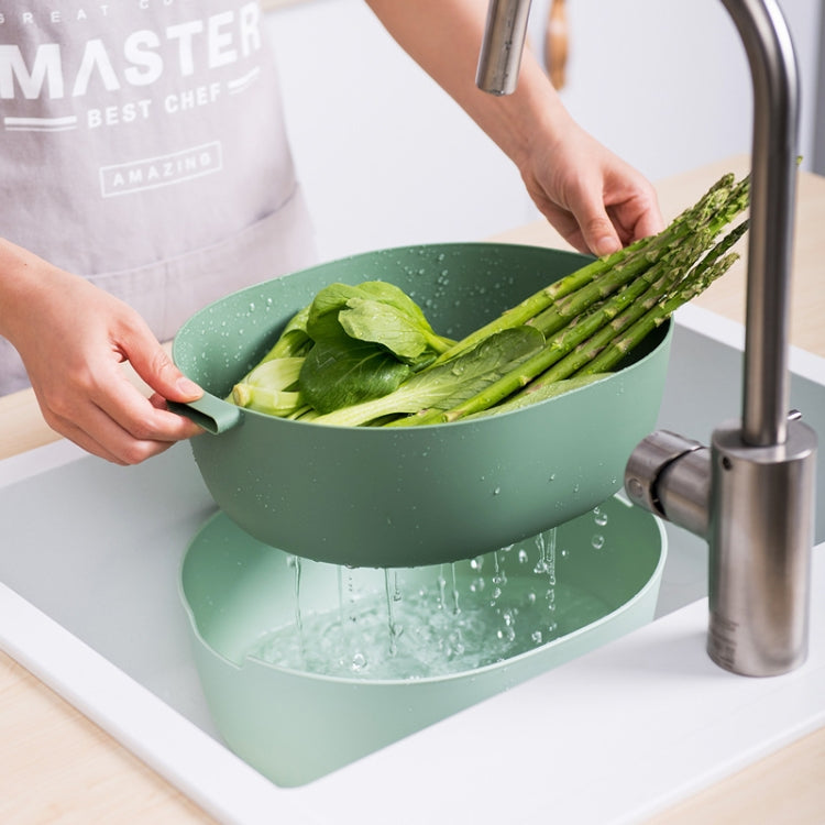 Kitchen Rice Pan Double-dish Vegetable Drain Basket Plastic Fruit Basket