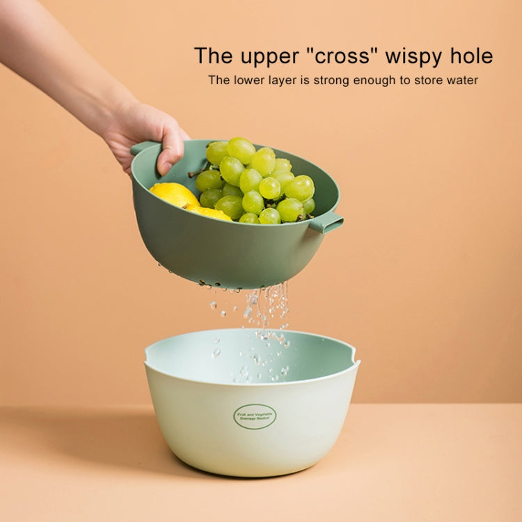 Kitchen Rice Pan Double-dish Vegetable Drain Basket Plastic Fruit Basket