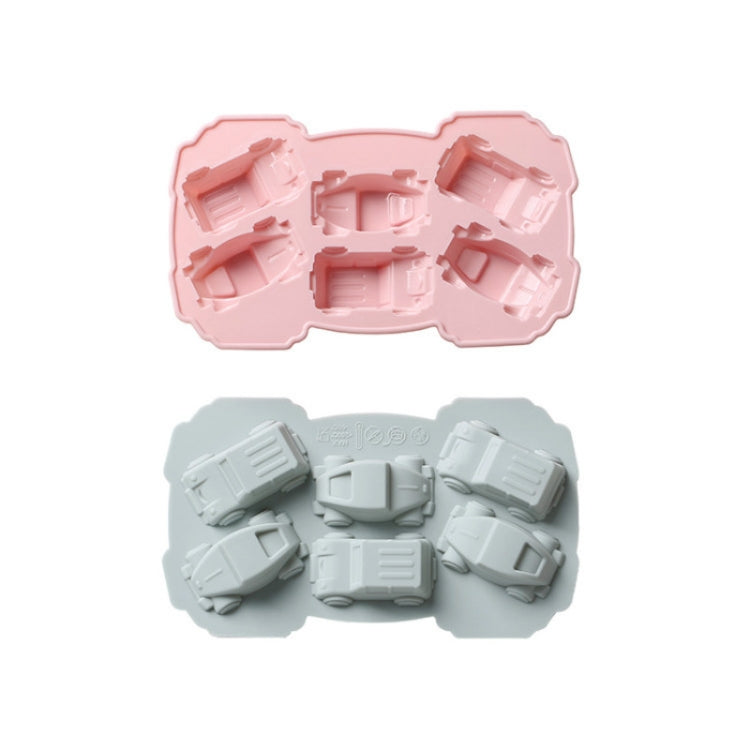6 PCS Creative Cake Chocolate Mold 3D Car Cartoon Household Silicone Baking Ice Tray Mold, 3D Car Shape (Blue), 3D Car Shape(Pink)