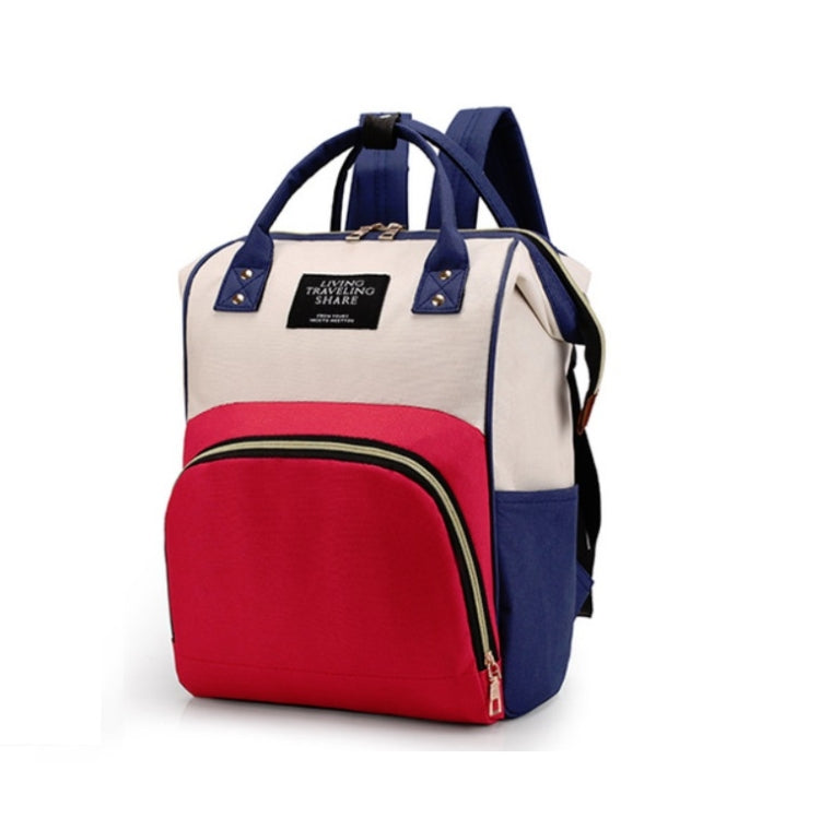 Mummy Bag Large Capacity Multifunctional Backpack Waterproof Baby Bottle Diaper Bag, Red, Green, Black, Pink Red, Red Beige Blue, Red White Blue, Light Pink, Pink, Dark Blue, Light Blue
