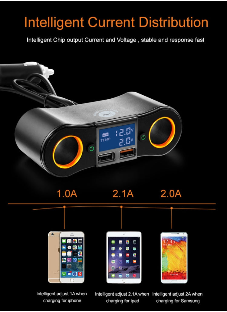 شاحن سيارة ZNB02 ولاعة سجائر بمنفذ USB مزدوج للسيارة، ZNB02