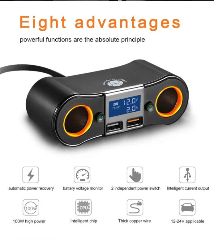 شاحن سيارة ZNB02 ولاعة سجائر بمنفذ USB مزدوج للسيارة، ZNB02