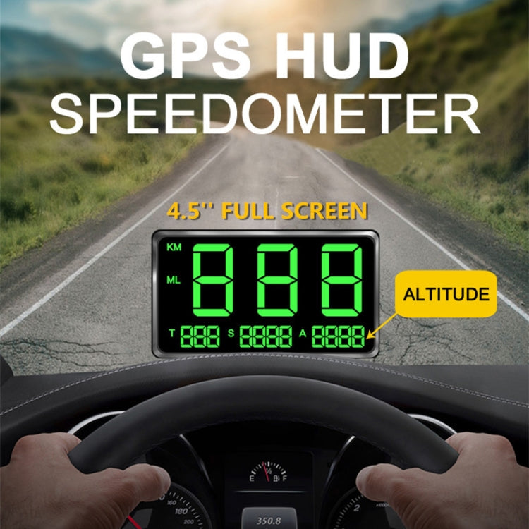 Kingneed C80 4.5inch HUD Car Head-up Display GPS Speed Meter Overspeed Alarm Mileage Altitude Clock, C80 4.5inch