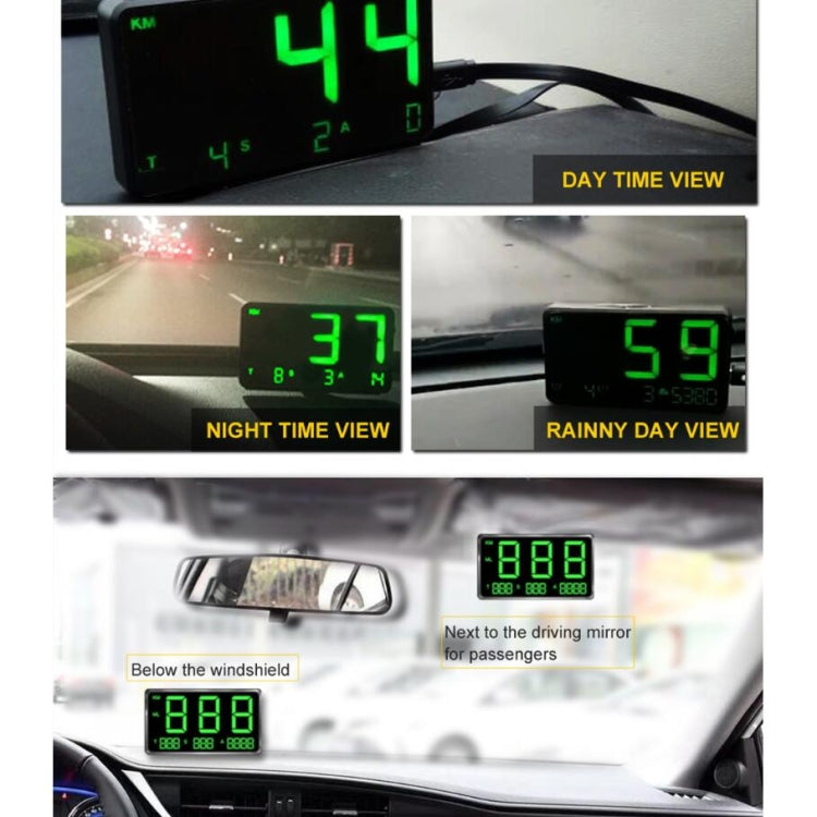 Kingneed C80 4.5inch HUD Car Head-up Display GPS Speed Meter Overspeed Alarm Mileage Altitude Clock, C80 4.5inch