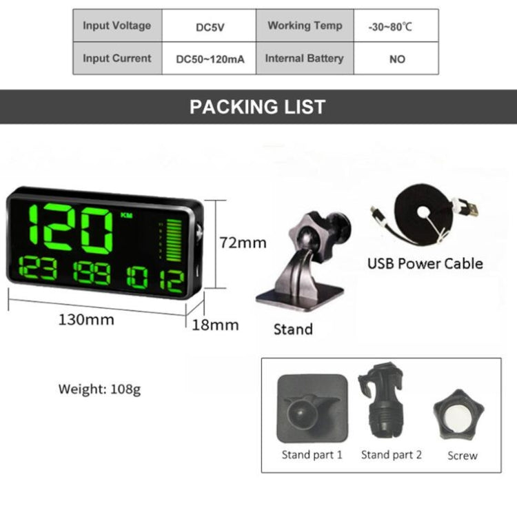 Kingneed C90 5.5inch HUD Car Head-up Display GPS Car Universal Mileage Speed Meter Speeding Alarm / GPS Satellite Speed Measurement, C90 5.5inch