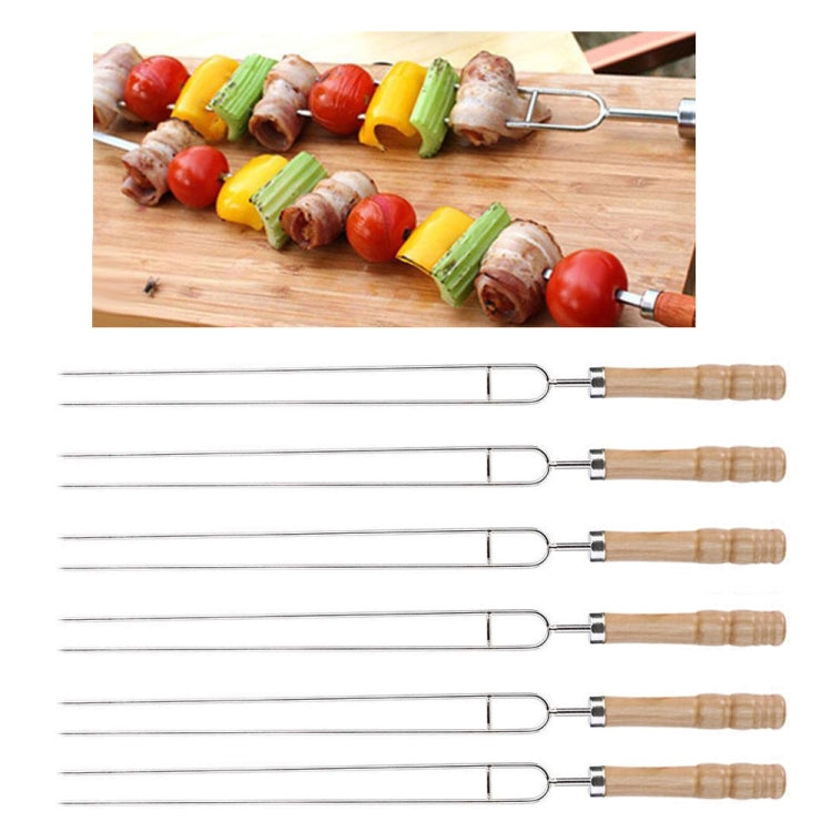 Stainless Steel Barbecue Skewers Barbecue Fork U-shaped Barbecue Fork, Spec: 6pcs + 2 Sweeps