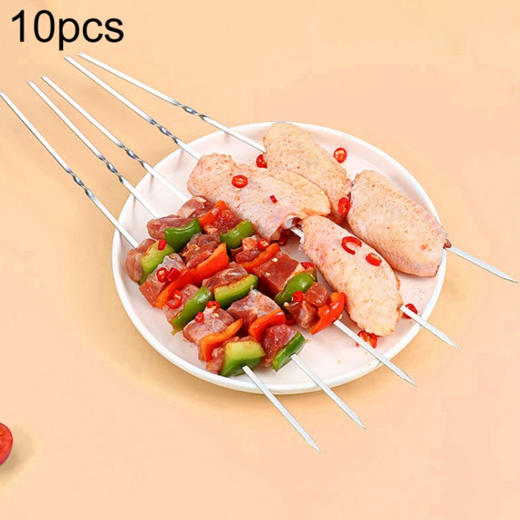 10pcs / Set Metal Square Flat Barbecue Stick BBQ Skewers, BBQ Skewers