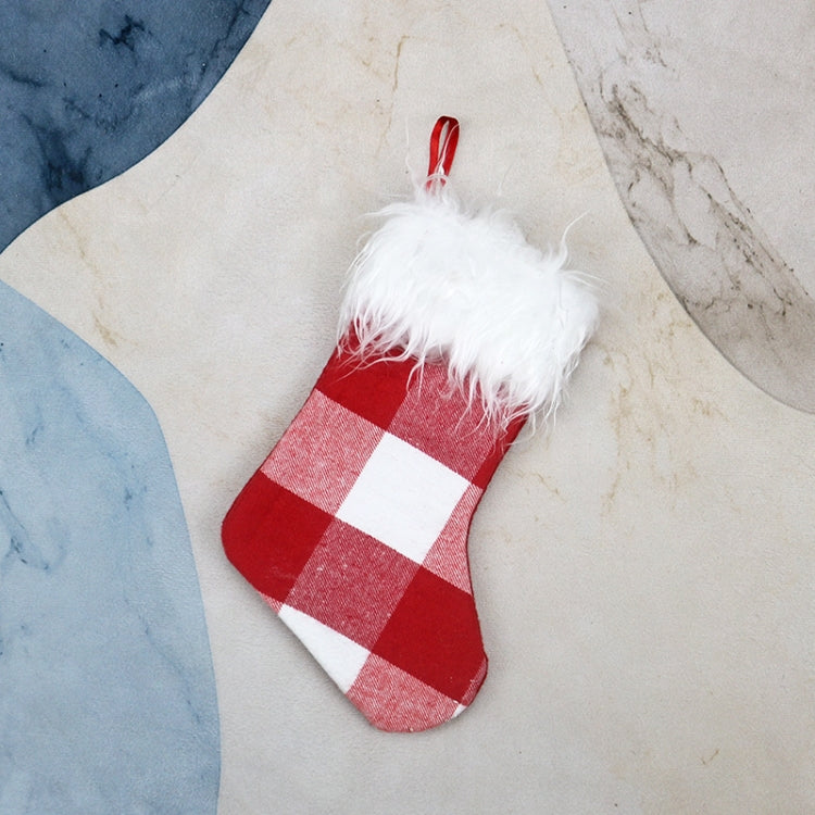 Christmas Tree Ornaments Decoration Supplies Gift Bag Plush Christmas Socks Gift Bag Pendant, Black and White, Red and White