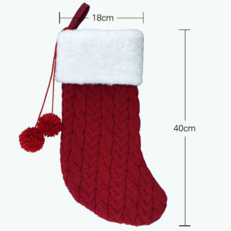 Christmas Knitted Socks Gift Bag Ornament Supplies Pendant, Red, Green, White