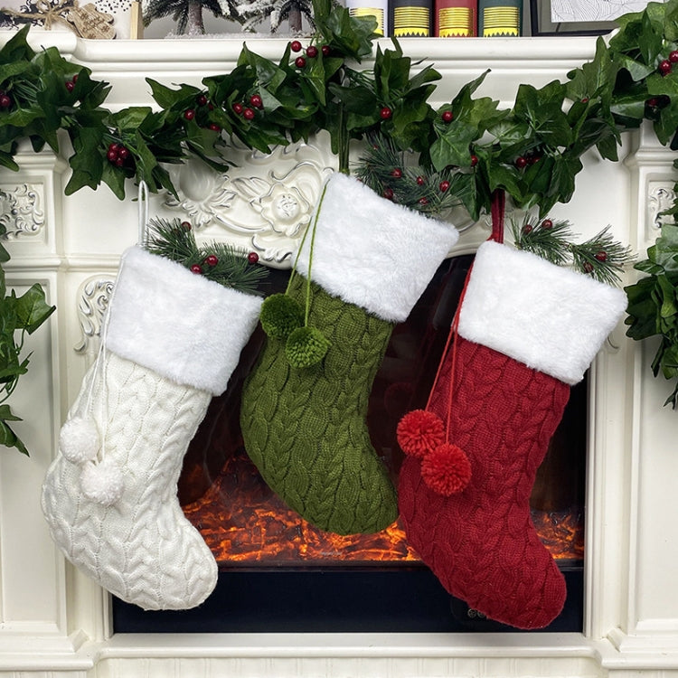 Christmas Knitted Socks Gift Bag Ornament Supplies Pendant, Red, Green, White