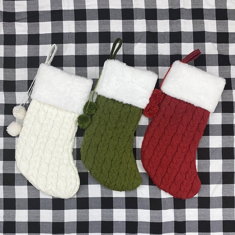 Christmas Knitted Socks Gift Bag Ornament Supplies Pendant, Red, Green, White