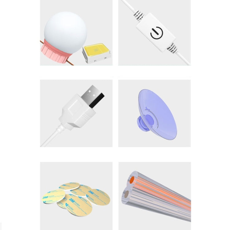 Mirror Front Light Dimmable Makeup Mirror USB Touch Control Light, 2 LEDs, 6 LEDs, 10 LEDs, 14 LEDs