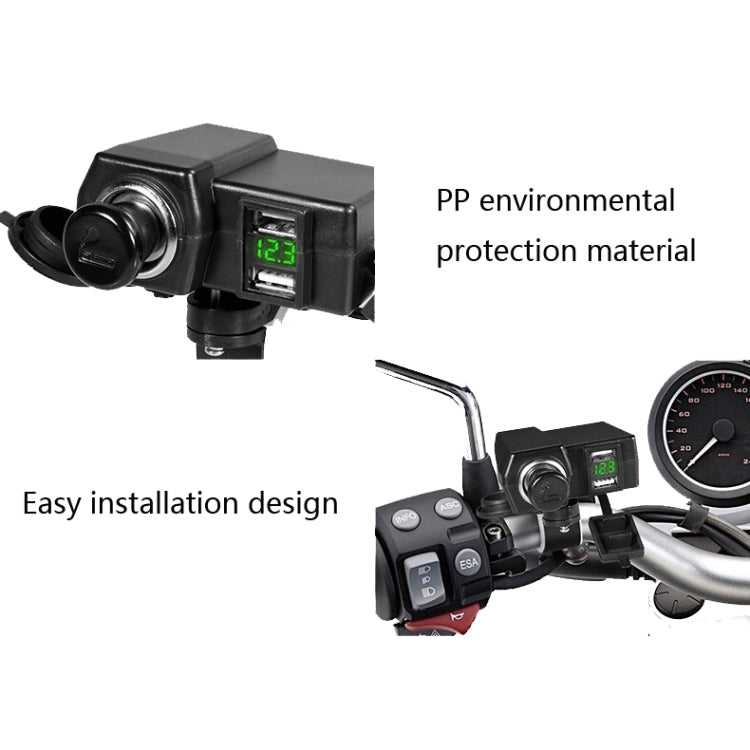 Motorcycle Car Dual USB Mobile Phone Charger With Cigarette Lighter Interface Multi-function Digital Display Car Charger, DYUK Red Light, DYUK Green Light, DYUK Blue Light, DYUK-2 Red Light, DYUK-2 Green Light, DYUK-2 Blue Light