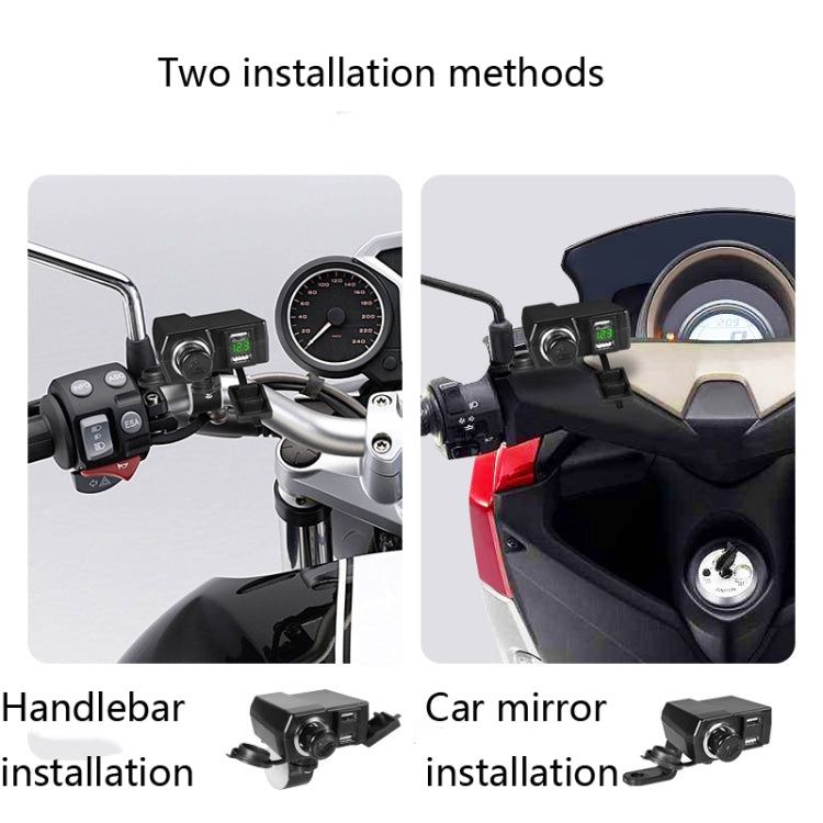 Motorcycle Car Dual USB Mobile Phone Charger With Cigarette Lighter Interface Multi-function Digital Display Car Charger, DYUK Red Light, DYUK Green Light, DYUK Blue Light, DYUK-2 Red Light, DYUK-2 Green Light, DYUK-2 Blue Light