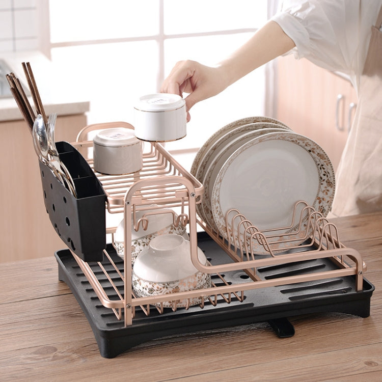 Double-layer Space Aluminum Dish Rack Kitchen Drain Rack, Double-layer Drain Rack