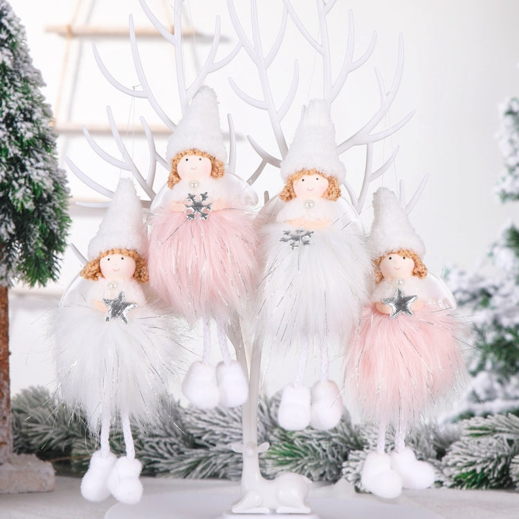 Christmas Decoration Plush Girl Angel Pendant Christmas Tree Pendant Gift, Snowflake Angel, Five Star Angel