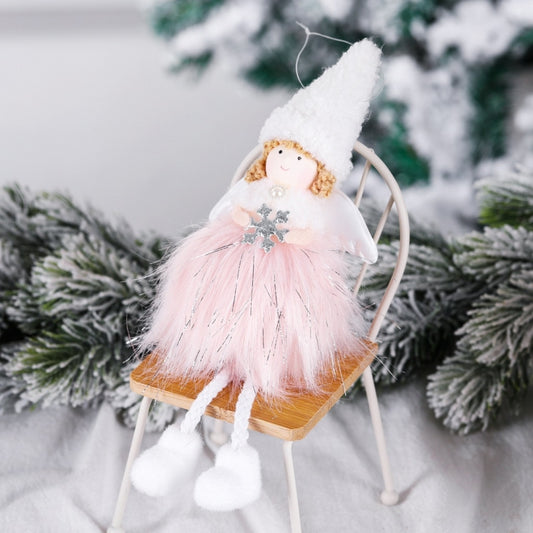 Christmas Decoration Plush Girl Angel Pendant Christmas Tree Pendant Gift, Snowflake Angel, Five Star Angel