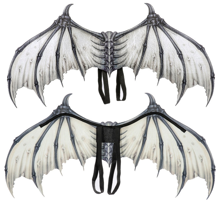 Halloween Carnival Party Props Creative Foldable Non-woven Fabric Devil Bone Wings, White Black Bone, Black White Bone