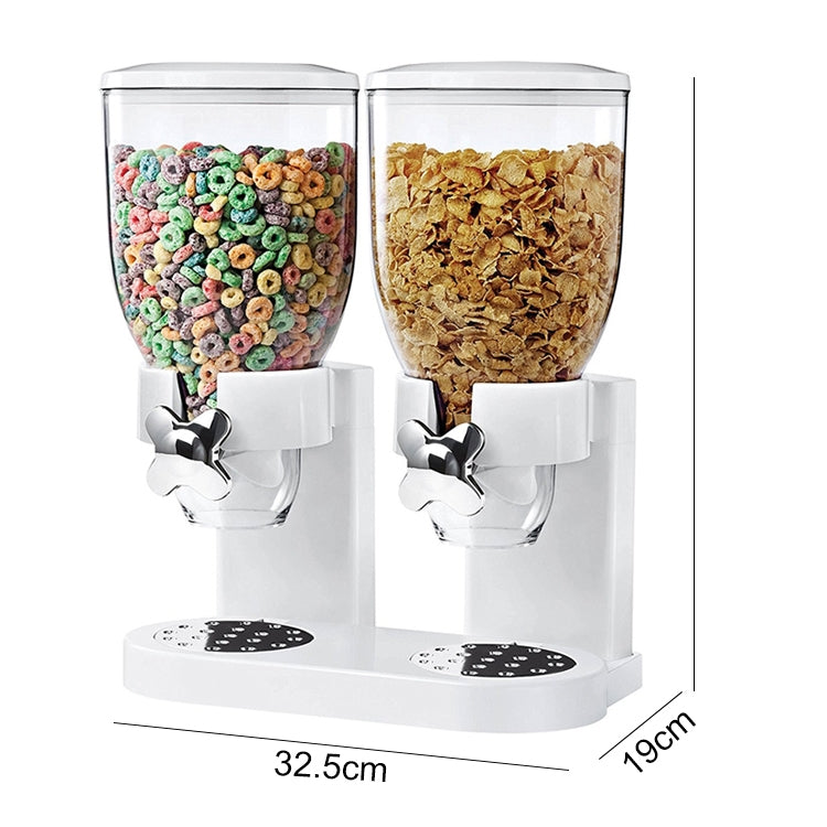 Multifunctional Double Head Cereal Dispenser Cereal Machine, White, Black