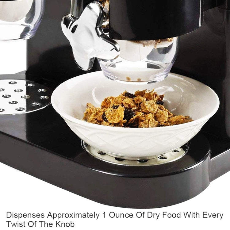 Multifunctional Double Head Cereal Dispenser Cereal Machine, White, Black