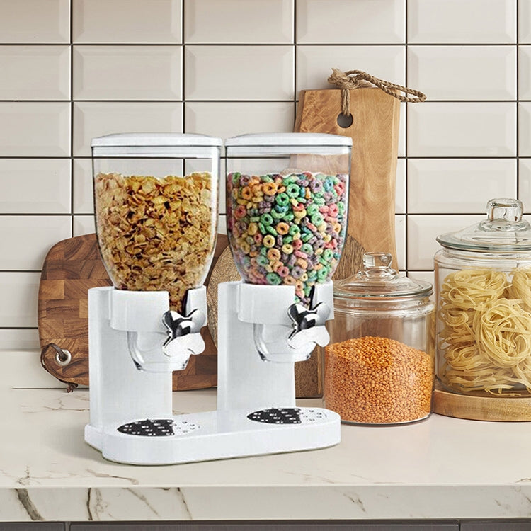Multifunctional Double Head Cereal Dispenser Cereal Machine, White, Black