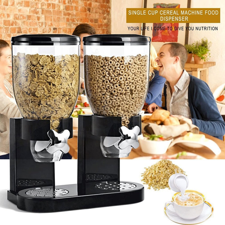 Multifunctional Double Head Cereal Dispenser Cereal Machine, White, Black