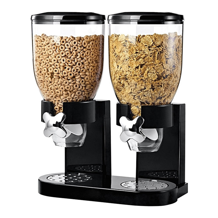 Multifunctional Double Head Cereal Dispenser Cereal Machine, White, Black