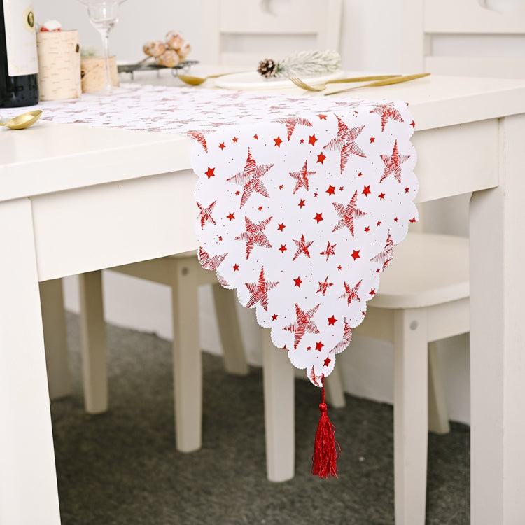 Christmas Table Decoration Bronzing Tablecloth Holiday Decoration Supplies, Golden Tree, Silver Tree, Red Tree, Red Star, Golden Star, Silver Star