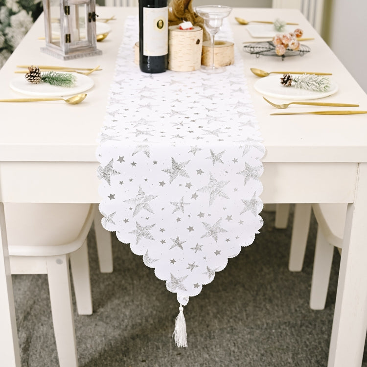 Christmas Table Decoration Bronzing Tablecloth Holiday Decoration Supplies, Golden Tree, Silver Tree, Red Tree, Red Star, Golden Star, Silver Star
