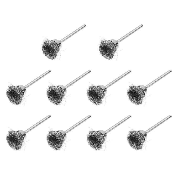 10 PCS Wire Brush Metal Descaling Polishing Brush To Remove Oxide Layer Flat Polishing Brush, Pen Shape 3×5MM, Pen Shape 3×8MM, Bowl Shape3×15MM, Bowl Shape3×25MM, Flat 3×25MM