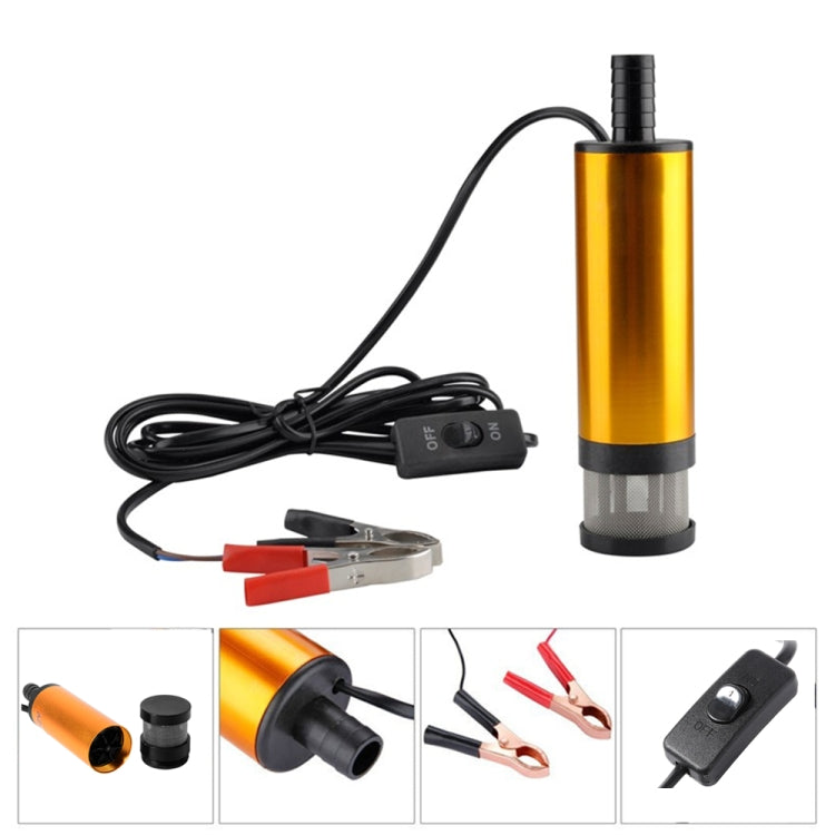 12V Car Electric Submersible Pump Diesel Fuel Water Oil Transfer Submersible Pump with On/Off Switch, 12V 38mm Built-in Filter Version