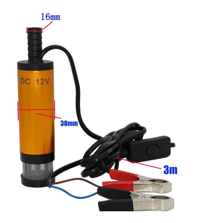 12V Car Electric Submersible Pump Diesel Fuel Water Oil Transfer Submersible Pump with On/Off Switch, 12V 38mm Built-in Filter Version