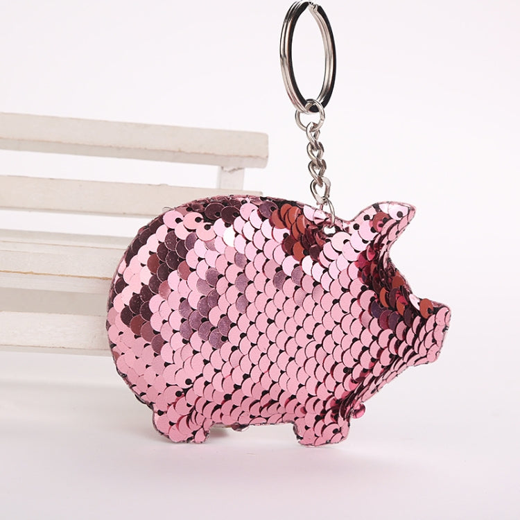 2PCS Cute Chaveiro Pig Keychain Glitter Pompom Sequins Key Chain Gifts for Women Llaveros Mujer Car Bag Accessories Key Ring, Pig Shape (Pink), Pig Shape(Magenta), Pig Shape(Colorful)
