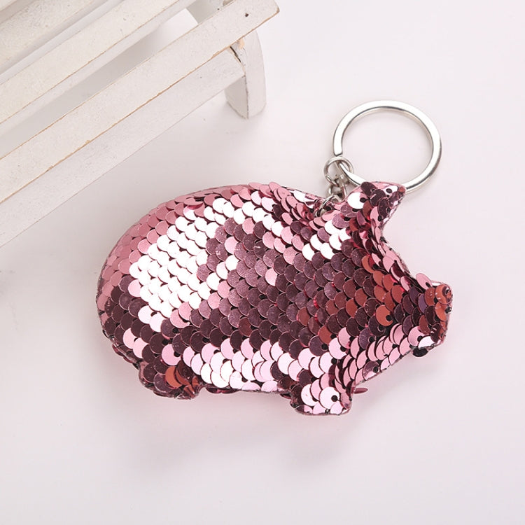 2PCS Cute Chaveiro Pig Keychain Glitter Pompom Sequins Key Chain Gifts for Women Llaveros Mujer Car Bag Accessories Key Ring, Pig Shape (Pink), Pig Shape(Magenta), Pig Shape(Colorful)