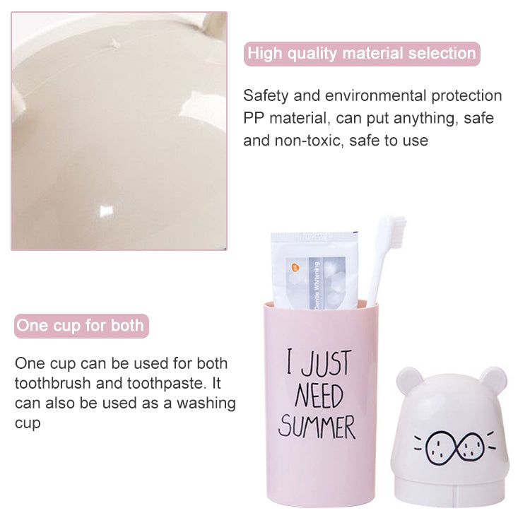 2 PCS Cartoon Protable Travel Home Bathroom Toothbrush Case Storage Box Mouth Cup