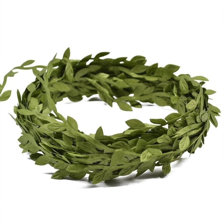 2 PCS Cloth Leaf Garland Decoration Accessories Green Leaf Cane Leaf Simulation DIY Garland Material, 10 Meters / Card, 5 Meters / Card