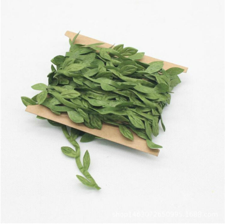 2 PCS Cloth Leaf Garland Decoration Accessories Green Leaf Cane Leaf Simulation DIY Garland Material, 10 Meters / Card, 5 Meters / Card