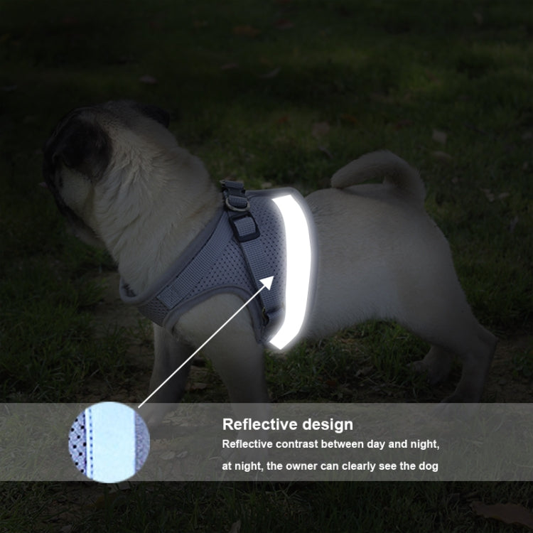 Adjustable Polyester Mesh Reflective Vest Lead Leash for Pet Dog, S, M, L, XL